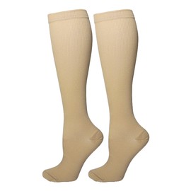 Bestjybt Compression Socks for Women & Men Circulation 15-20 mmHg Support Socks for Athletic Running Cycling (US, Alpha, XX-Large, 3X-Large, Regular, Regular, Beige)