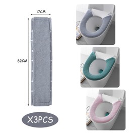 JTMKYO 3 Piece Toilet Seat Warmer Cover Toilet Seat Protector Toilet Seal Toilet Seat Cover with Button Soft and Comfortable Universal Toilet Seat Mat Warm Toilet Seat Mat (3 Colors)