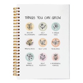 VNWEK Things You Can Grow Mental Health Growth Mindset Boho Plant Line Art Spiral Notebook Journal 5.5 x 8.3 inches,Psychology Lined Hardcover Spiral Notebook,Mental Health Awareness Gifts