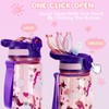 SUPPRUI Kids Water Bottle with Straw & Handle, 600ml Leakproof