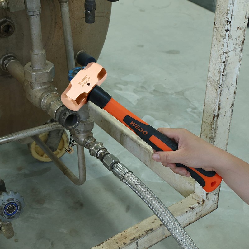WEDO Copper Sledge Hammer with Fiberglass Handle,Long Straight Handle,Length 400mm(16"),5lb