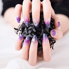 Set of 24 Gradient Mauve's Beautiful Nuance Nail 3D Cute Decoration