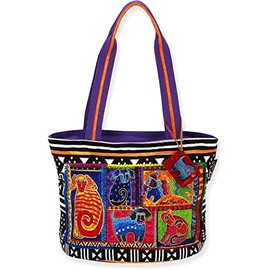 Laurel Burch Dog Tails Patchwork Medium Tote 5210 (Multi)
