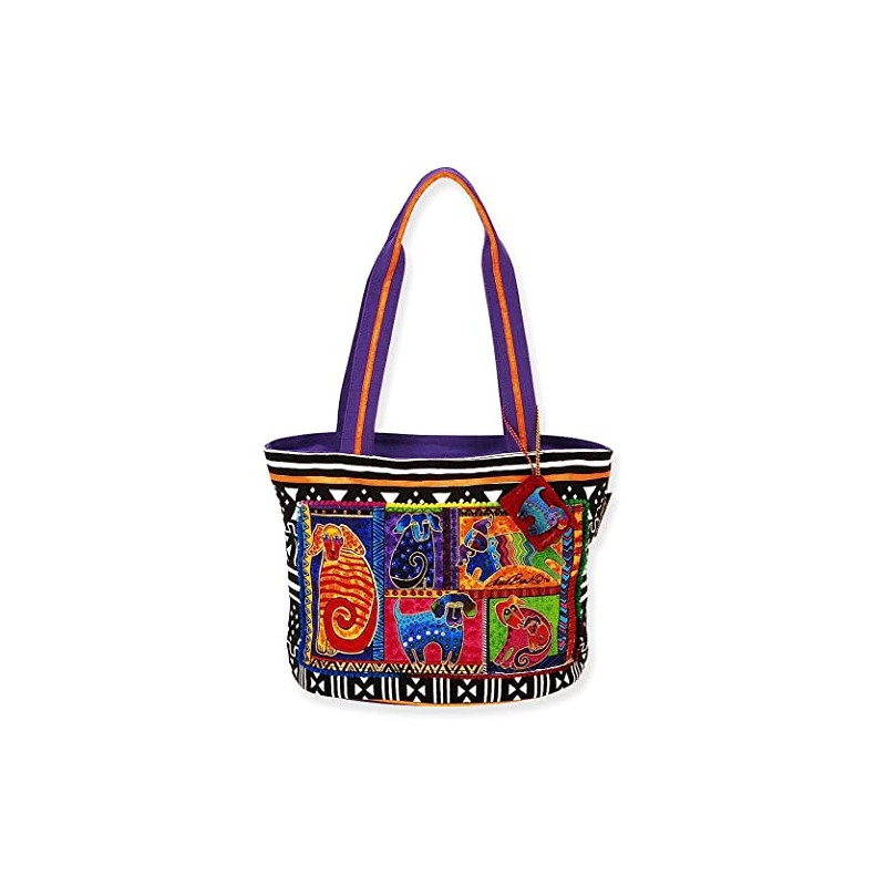 Laurel Burch Dog Tails Patchwork Medium Tote 5210 (Multi)