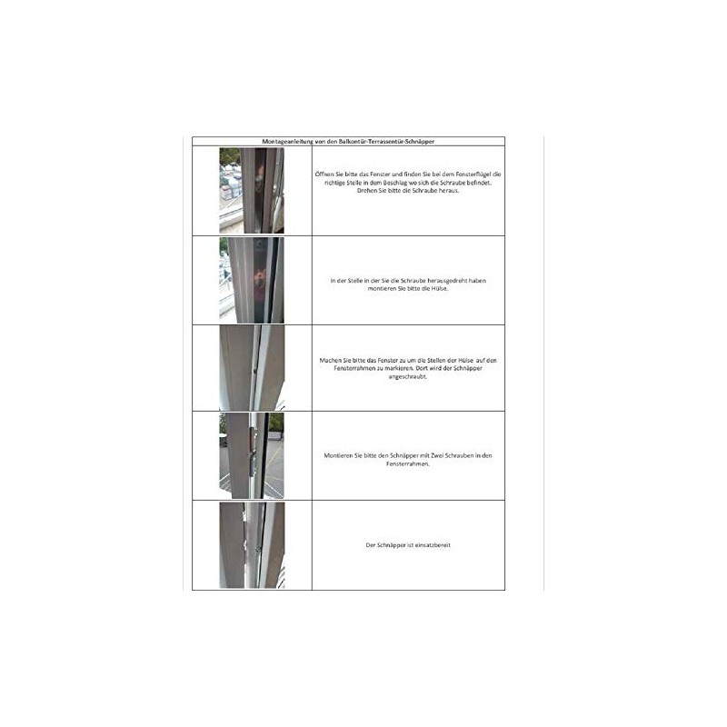 Balcony door catch Snapper Metal with Counterpart for various Profile