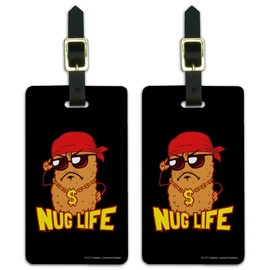 Nug Life Chicken Nugget Funny Humor Luggage ID Tags Carry-On Cards - Set of 2