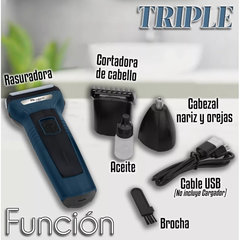 Surker Rasuradora Afeitadora Surker Cabezal Intercambia 3 En 1 Usb
