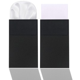 LJBFNN White Pocket Squares for Men Prefolded Mens Handkerchief on Cardboard, Suit Handkerchief for Jacket Tuxedo Shirt (2pcs: White Square Round)