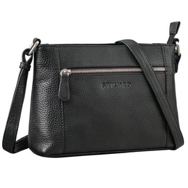 STILORD 'Peach' Real Leather Hand Bag Women Crossbody Bag Small Shoulder Bag Vintage Purse with Retro Style and Adjustable Strap, Colour:black