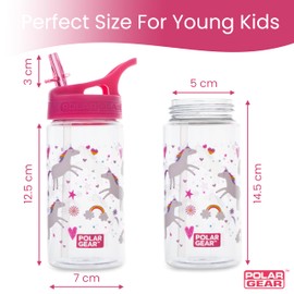 Polar Gear Kids Water Bottles with Straw - 400ml BPA Free Toddler Water Bottle With Straw - 100% Leakproof Kids Water Bottle with Carry Handle - Fully Recyclable School Water Bottle - Unicorn