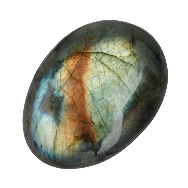 rockcloud Irregular Polished Labradorite Palm Stones Worry Stones Pebble Healing Crystal with Velvet Bag