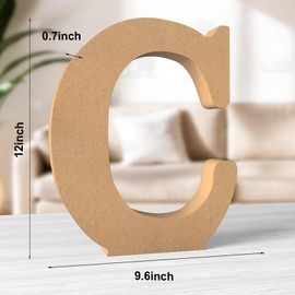 Aruatu 12 Inch Balsa Wooden Letters Unfinished Wood Letters for Wall Decor Decorative Standing Letters Large Letters for Wall Decoration for Craft Home Party Projects (C)