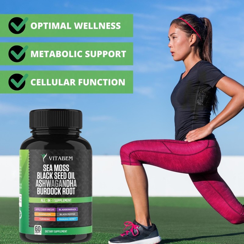 Sea Moss Black Seed Oil Ashwagandha Turmeric Bladderwrack Burdock Root