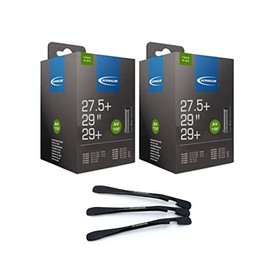 Schwalbe Inner Tubes AV 19F 40 mm Freeride 27.5 Plus 29 Plus Inch (65/75-584/622) + 3 MSZweirad Tyre Levers Set of 2