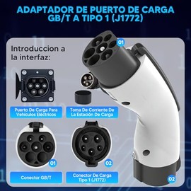 VIOPY Para BYD Adaptador Tipo 1 A GBT (Autos con Conector De China como BYD, JAC), (Type1 J1772 A GBT), Carga Rápida De 7kW, Accesorios para Auto BYD 