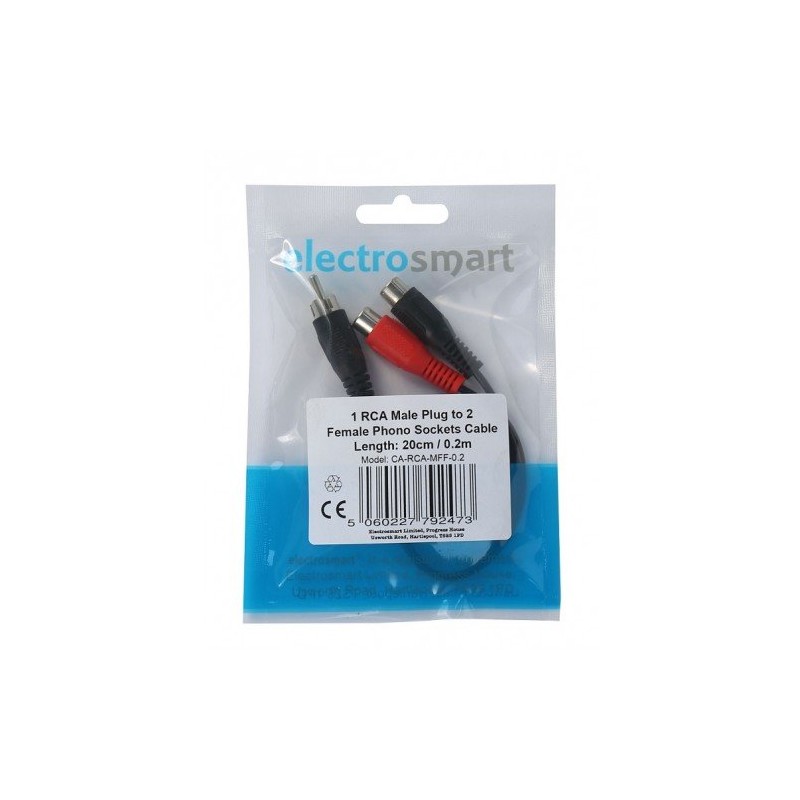 electrosmart 1 RCA Phono Male Plug to 2 RCA Phono