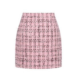 Mini Skirts for Women 2025 High Waisted A line Bodycon Pencil Plaid Skirts (Rose, XXL)