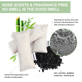 12 Pack Bamboo Charcoal Shoe Deodorizer Bags，Shoe Odor Eliminator,Charcoal Air Purifying Bags, Activated Charcoal Odor Absorber for Gym Bag, Car, Pet, Closet