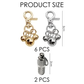 USHXVG 6 Pieces Pet Bells, 2 Pieces Information Pendants, Collar Bells, Key Bell Clasp, Pet Pendant Bells, Loud Dog Bells, Suitable For Pet Collar Decoration