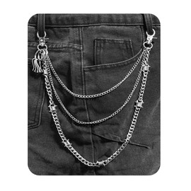 3-Layer Pants Chain for Men Women Trousers Pocket Belt Wallet Chains Silver Biker Key Chain Heavy Punk Rock Hip Hop Jeans Goth Y2k Accessories