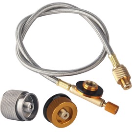 MOFBEAWK 2 Feet Gas Adapter Extension Braided Hose Propane/Butane/Isobutane Small Tank Input EN417 Lindal Valve Output