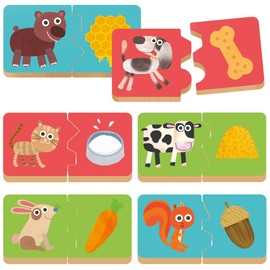 HEADU - Cosa Mangiano i Cuccioli - Logica e Manualità per i Piccoli | Gioco Educativo Bambini 2-4 Anni - Giochi in Lengo per Bambini, Attività Didattiche Divertenti, Idea Regalo Natale, Made in Italy