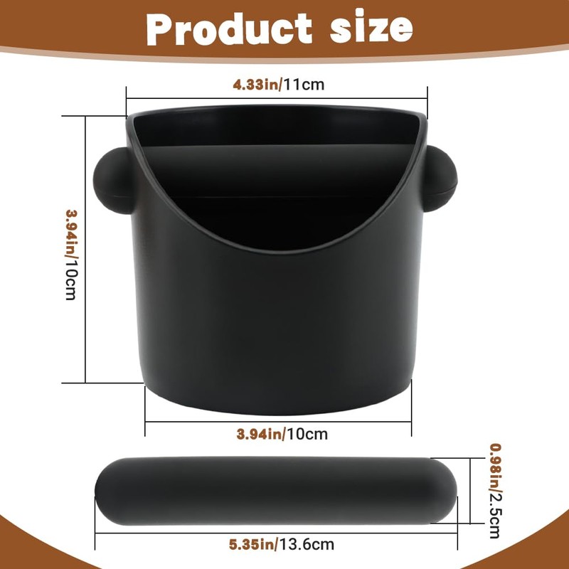 Coffee Knock Box, 4.3-Inch Espresso Grounds Knock Box
