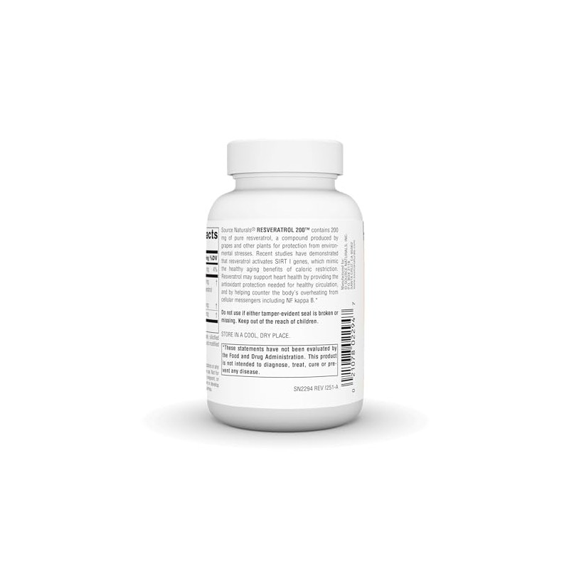 Source Naturals Resveratrol 200 for Healthy Aging*, 200 mg -