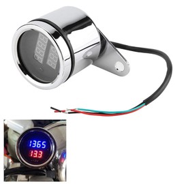 BOROCO 2 in 1 Motorcycle LED Digital Voltmeter Tachometer Meter Metal Odometer Speedometer