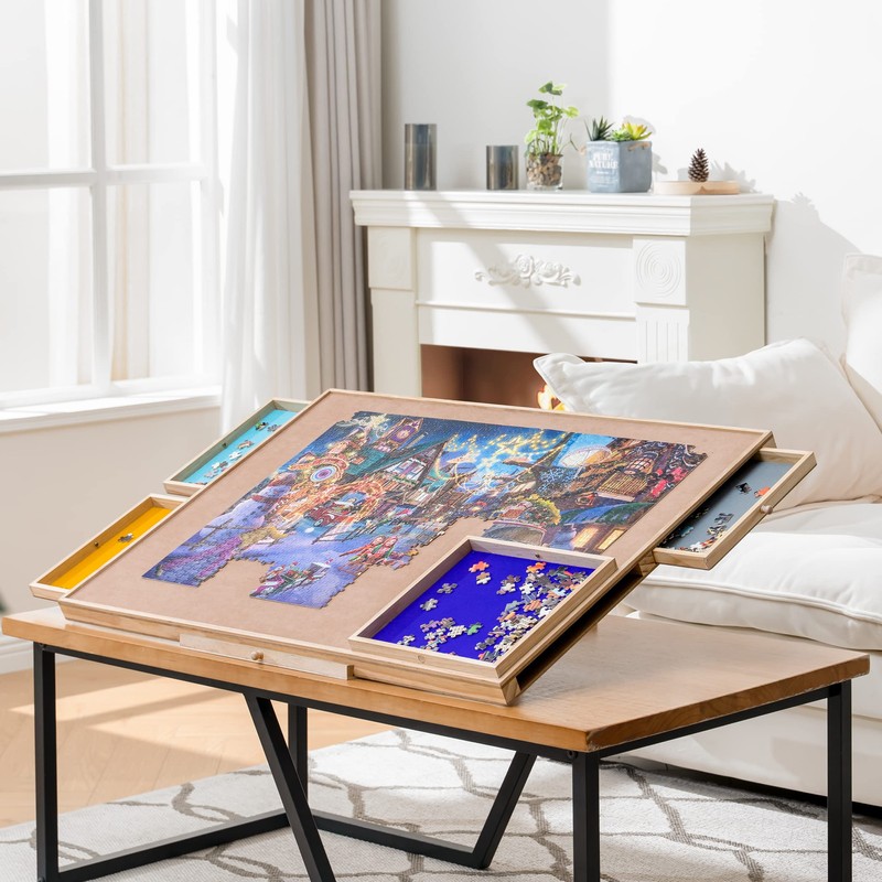 Tektalk Jigsaw Puzzle Table with Integrated Adjustable Stand/Bracket and Removable