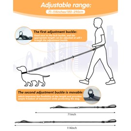 WANFIRE Hands Free Dog Leash, Multifunctional Crossbody Heavy Duty Dog Leash, 9.5 ft Long Dog Leash with Car Safety Buckle for Medium and Large Dogs Walking,Jogging,Running,Training (Grey 5.9-9.5ft).