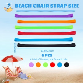 6 Pack Towel Bands for Beach Chair, Windproof Rubber Beach Towel Clips Bands, Stretchable Colorful Chair Silicone Holder for Swimming Pool Cruise (6 Color)