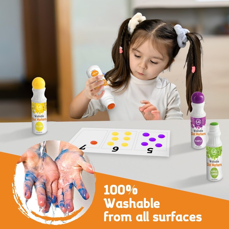 Dot Markers, Bingo Daubers, Washable 8 Colors Dot Markers for