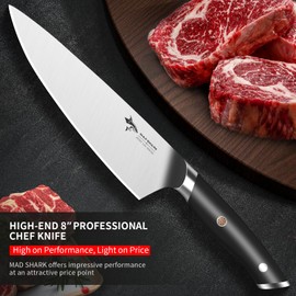 MAD SHARK 8-Inch Chef Knife - German High Carbon Stainless Steel Kitchen Knife, Professional-Grade Razor-Sharp Edge, gift for Husband Men Women(Gift Box Included)