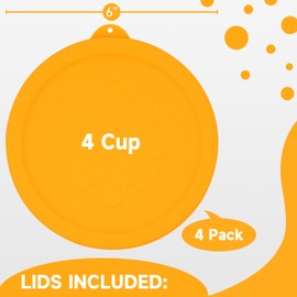 VIOTIIN 4 Cup Silicone Replacement Lids Storage Cover for Anchor Hocking Glass Bowls (Container not Included) 4 Pack Microwave, Dishwasher and Freezer Safe