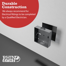 rhinocables Metal 1 Gang Single Socket Back Box, Single Pattress Box Mount, Flush Mount (1 Pack, 47mm)