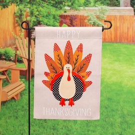 Evergreen Turkey "Happy Thanksgiving" Garden Suede Flag, 12.5 x 18 Inches Outdoor Decor For Homes and Gardens