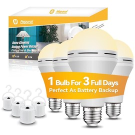 Emergency-Rechargeable-Light-Bulb, Stay Lights Up When Power Failure, 1200mAh15W 80W Equivalent LED Light Bulbs for Home, Camping, Tent (Soft WHITE-2600mAh)