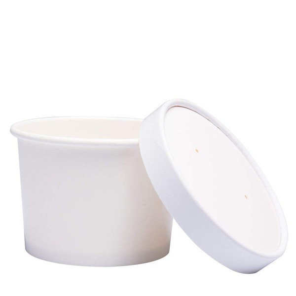 Belinlen Paper Ice Cream Cups with Paper Lids, Paper Hot/Cold Soup Cups with Lids (White) (40, 12 oz)