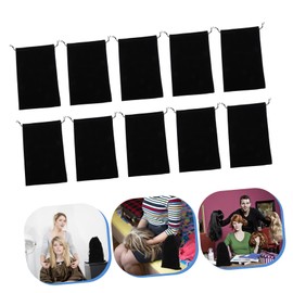 Gatuida 10pcs Drawstring Storage Bags for Wigs Durable Water Resistant Hair Extensions Holders Black Pouches Easy to Clean Secure Wig Packaging