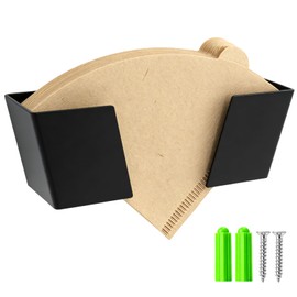 TAIANJI Wall-Mounted Coffee Filter Holder, Iron Cone Paper Rack, Black