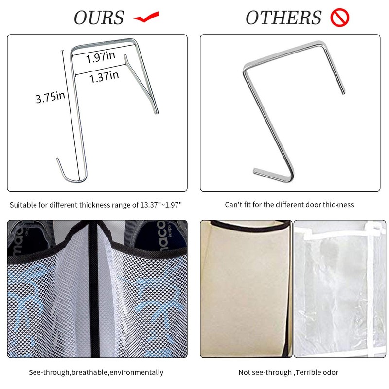 KEEPJOY Over The Door Shoe Organizer 2 Pack,Mesh Pockets Hanging