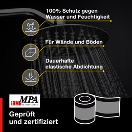 Isolbau Sealing Tape P2 Grey - 20 m Sealing Tape Waterproof Sealing Tape for Sanitary, Shower, Bathroom, Tiles, Balcony and Patio, Sealing for Indoor and Outdoor Insulation - 120 mm