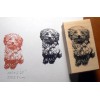 dragonflylaser P15 Toy Poodle 2.25x1.25" WM rubber stamp