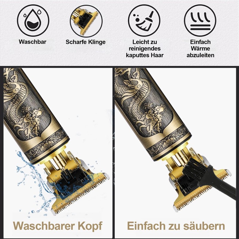 UUE Haarschneidemaschine Set, 3 Motorstufen Haarschneider Herren, R-Klinge mit 4