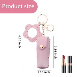 Sdopbinbin Lipstick Holder with Mirror Pink Chapstick Holder Keychain for Bag Handbag Small Pouch Keychain Cute Lip Balm Keychain for Women Lip Keychain Charm for Purse Wallet Accessories Keychain