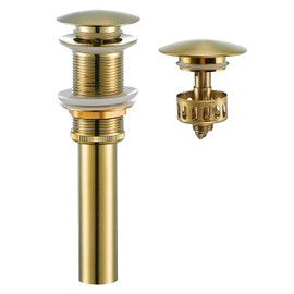 SWHYGER Bathroom Sink Drain Without Overflow Polished Gold,Bath Faucet Vessel Vanity Sink Pop Up Drain Stopper Brass Brushed Gold,83606BG2.