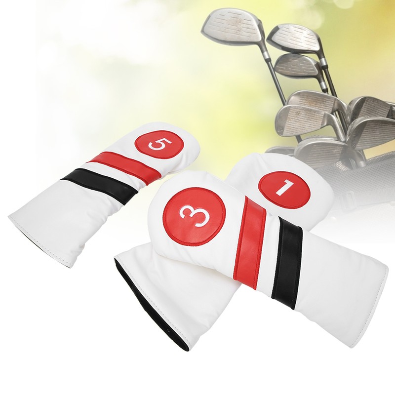 3PCS PU Leather Waterproof Thicken Lining Golf Putter Head Cover