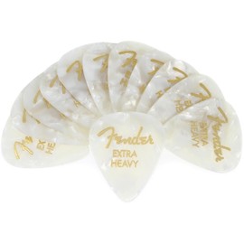 Fender 351 Shape Premium Picks, Extra Heavy, White Moto, 12 Count