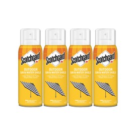 Scotchgard Water & Sun Shield Fabric Water Repellent Spray with UV Protection – 10.5 oz Aerosol (Pack of 4), Outdoor Fabric Protector for Patio Furniture, Upholstery, Canvas, Leather & More